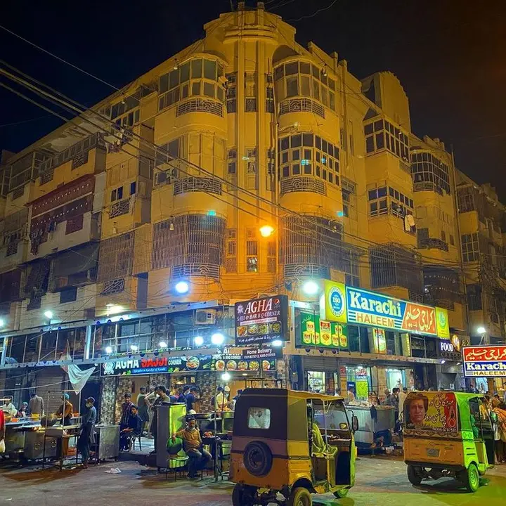 Burns Road, Karachi at night